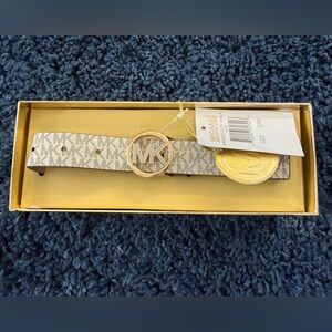 Michael Kors Monogram Beige and Gold Belt